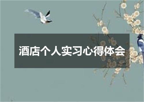 酒店个人实习心得体会