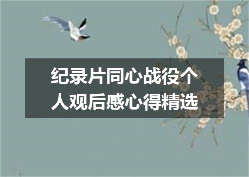 纪录片同心战役个人观后感心得精选