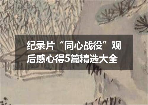 纪录片“同心战役”观后感心得5篇精选大全