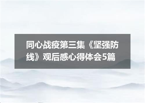 同心战疫第三集《坚强防线》观后感心得体会5篇