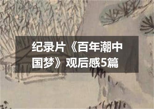 纪录片《百年潮中国梦》观后感5篇