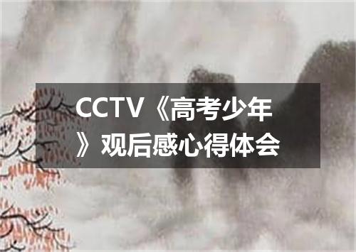 CCTV《高考少年》观后感心得体会