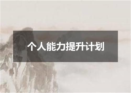 个人能力提升计划