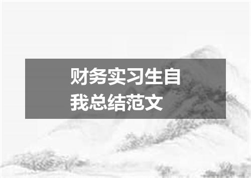 财务实习生自我总结范文