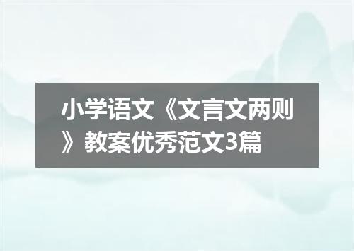 小学语文《文言文两则》教案优秀范文3篇