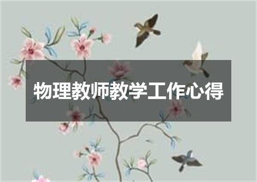 物理教师教学工作心得
