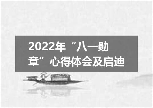 2022年“八一勋章”心得体会及启迪