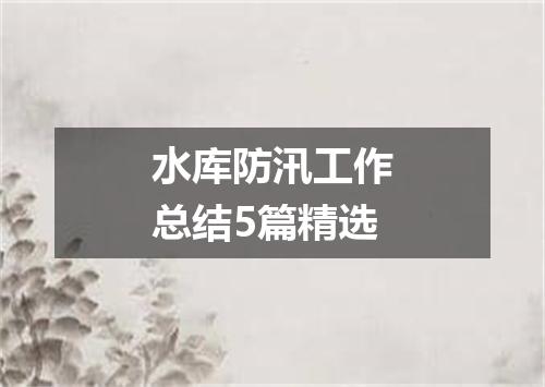 水库防汛工作总结5篇精选