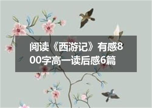 阅读《西游记》有感800字高一读后感6篇