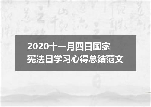 2020十一月四日国家宪法日学习心得总结范文
