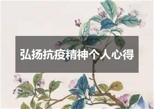 弘扬抗疫精神个人心得