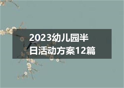 2023幼儿园半日活动方案12篇