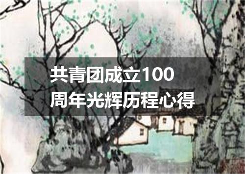 共青团成立100周年光辉历程心得