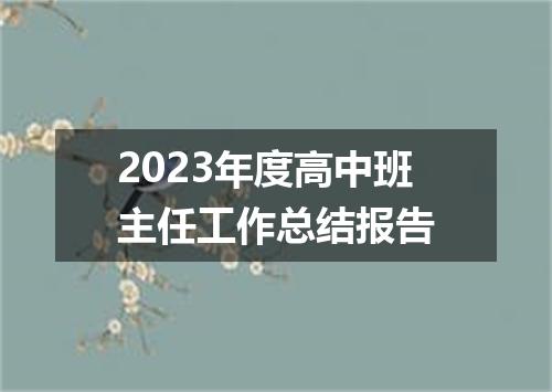 2023年度高中班主任工作总结报告