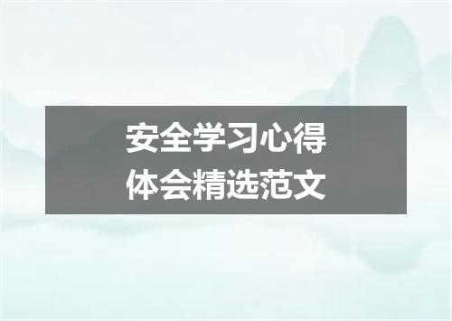 安全学习心得体会精选范文