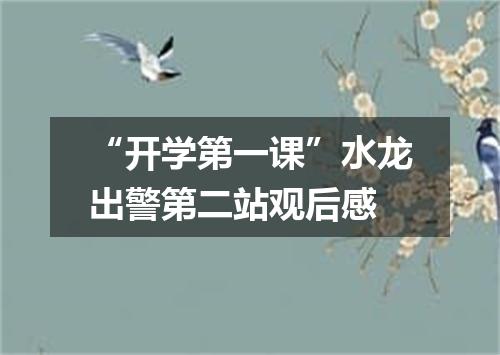 “开学第一课”水龙出警第二站观后感