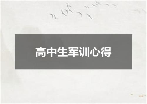 高中生军训心得