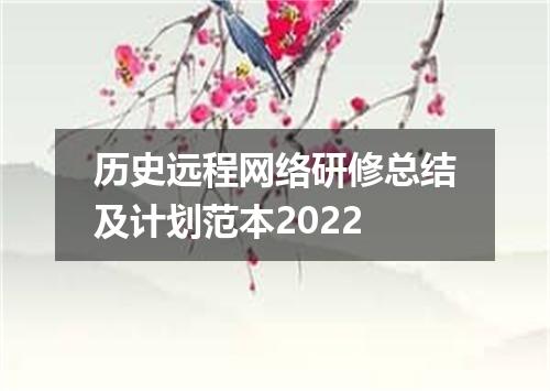 历史远程网络研修总结及计划范本2022