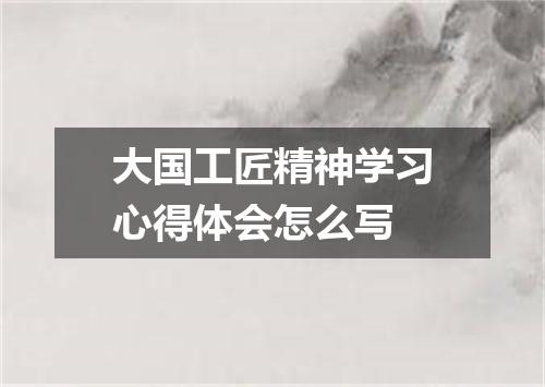 大国工匠精神学习心得体会怎么写