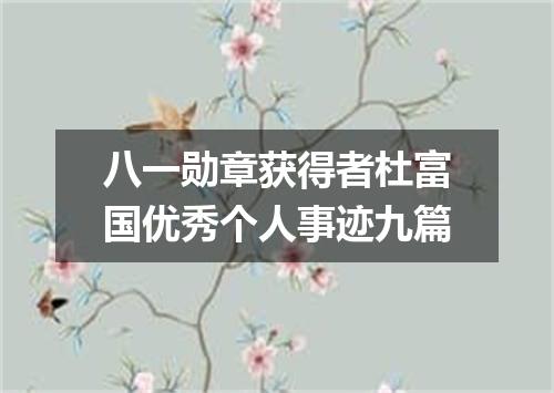 八一勋章获得者杜富国优秀个人事迹九篇