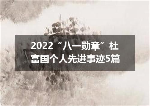 2022“八一勋章”杜富国个人先进事迹5篇