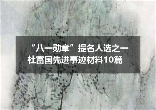 “八一勋章”提名人选之一杜富国先进事迹材料10篇