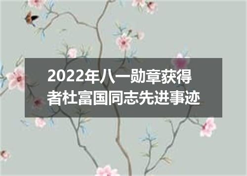 2022年八一勋章获得者杜富国同志先进事迹