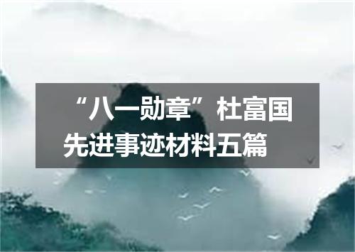 “八一勋章”杜富国先进事迹材料五篇