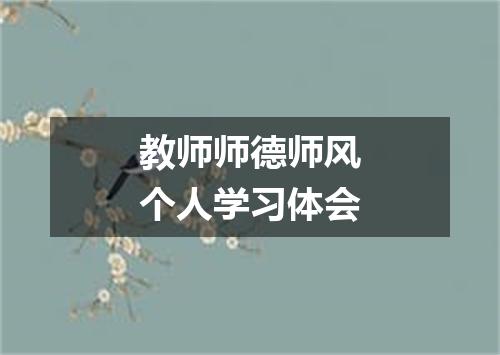 教师师德师风个人学习体会