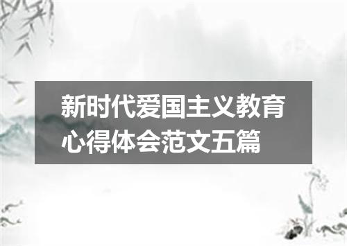 新时代爱国主义教育心得体会范文五篇