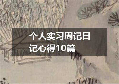 个人实习周记日记心得10篇