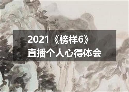 2021《榜样6》直播个人心得体会