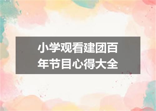 小学观看建团百年节目心得大全