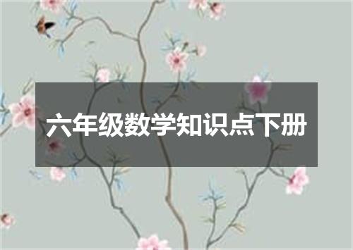 六年级数学知识点下册