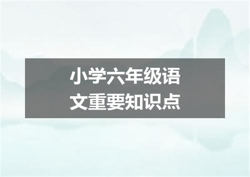 小学六年级语文重要知识点