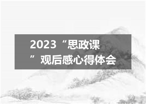 2023“思政课”观后感心得体会
