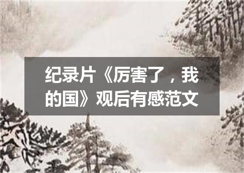 纪录片《厉害了，我的国》观后有感范文