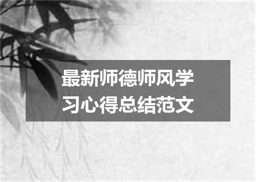 最新师德师风学习心得总结范文
