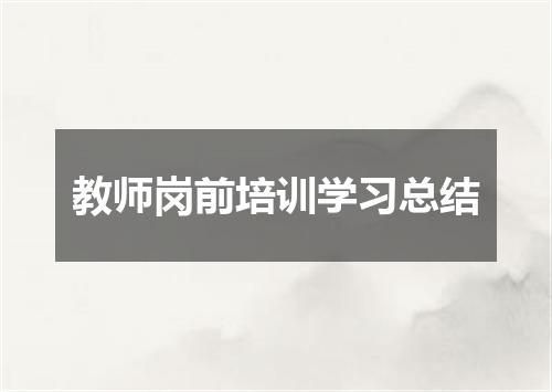 教师岗前培训学习总结