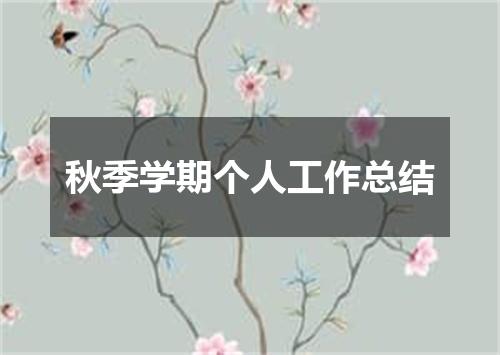 秋季学期个人工作总结