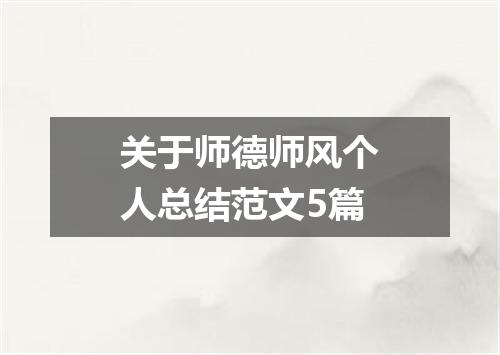 关于师德师风个人总结范文5篇