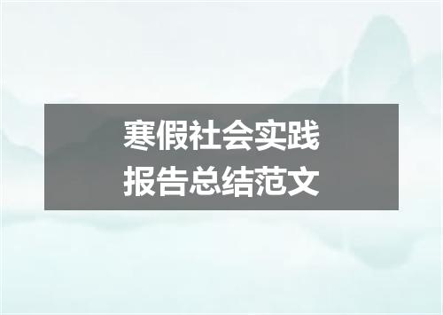 寒假社会实践报告总结范文