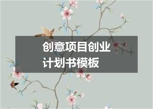 创意项目创业计划书模板