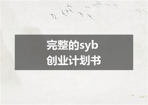 完整的syb创业计划书