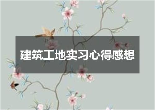 建筑工地实习心得感想