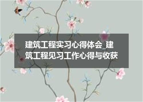 建筑工程实习心得体会_建筑工程见习工作心得与收获