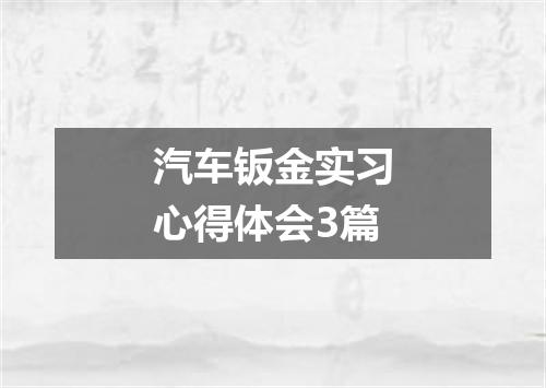 汽车钣金实习心得体会3篇