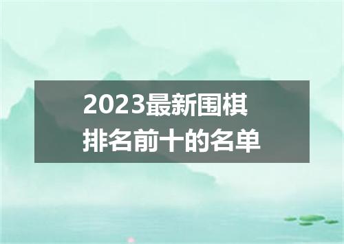 2023最新围棋排名前十的名单