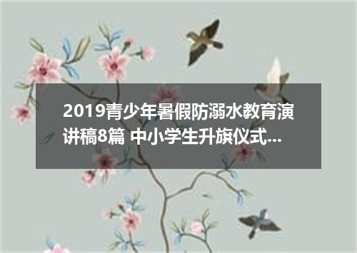 2019青少年暑假防溺水教育演讲稿8篇 中小学生升旗仪式防溺水安全讲话稿