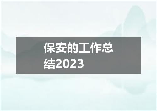 保安的工作总结2023